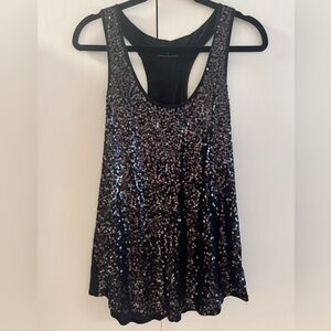 Express Razorback Sequin Black Tank Top